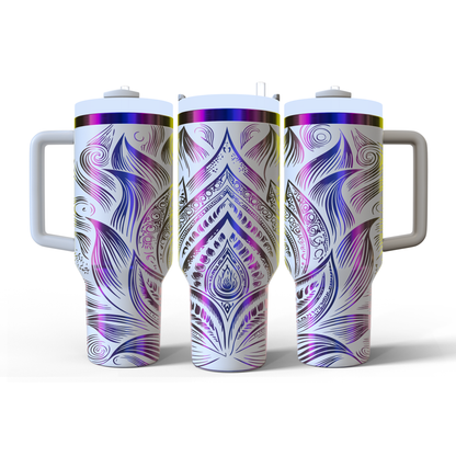40 oz White/Rainbow Tumbler