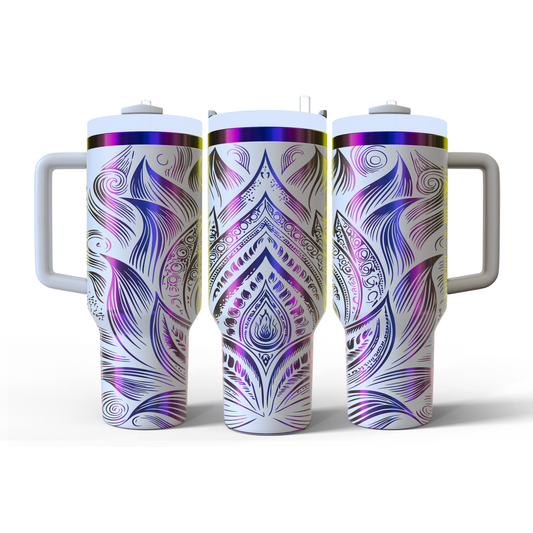 40 oz White/Rainbow Tumbler