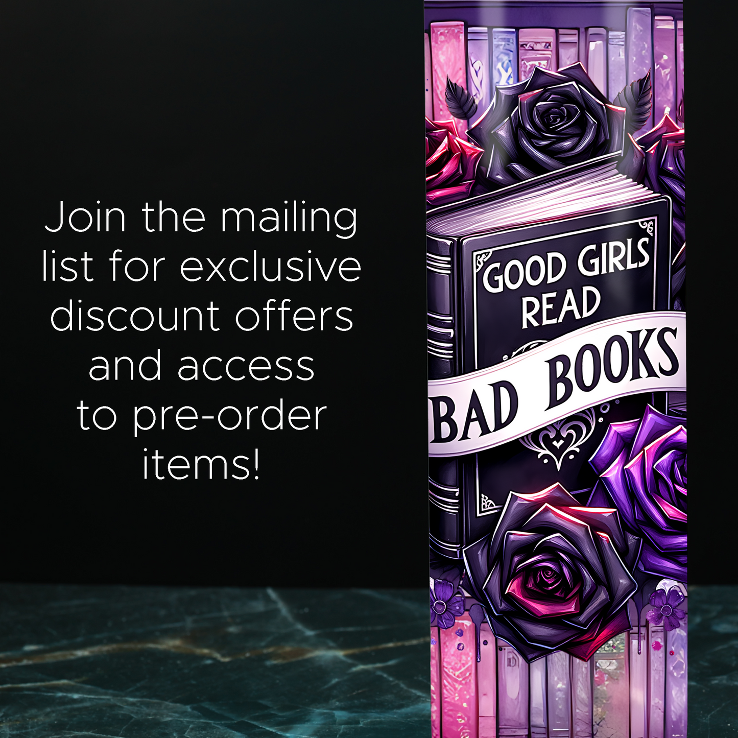 Personalized Good Girls Read Bad Books Tumbler – 20 oz Skinny Insulated Stainless Steel | Book Lover Gift | Bookish Merch | Dark Romance Cup