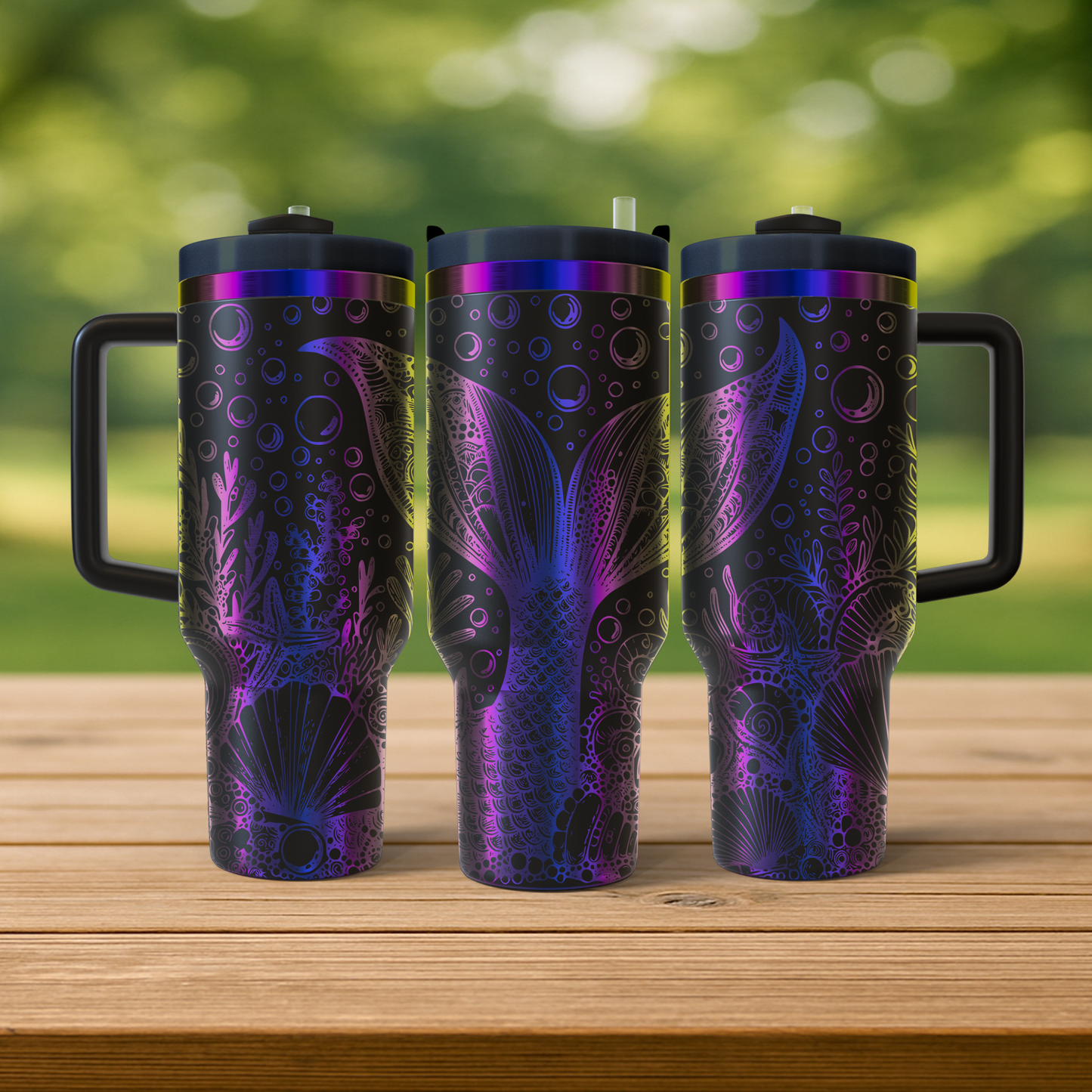 40 oz Black/Rainbow Tumbler