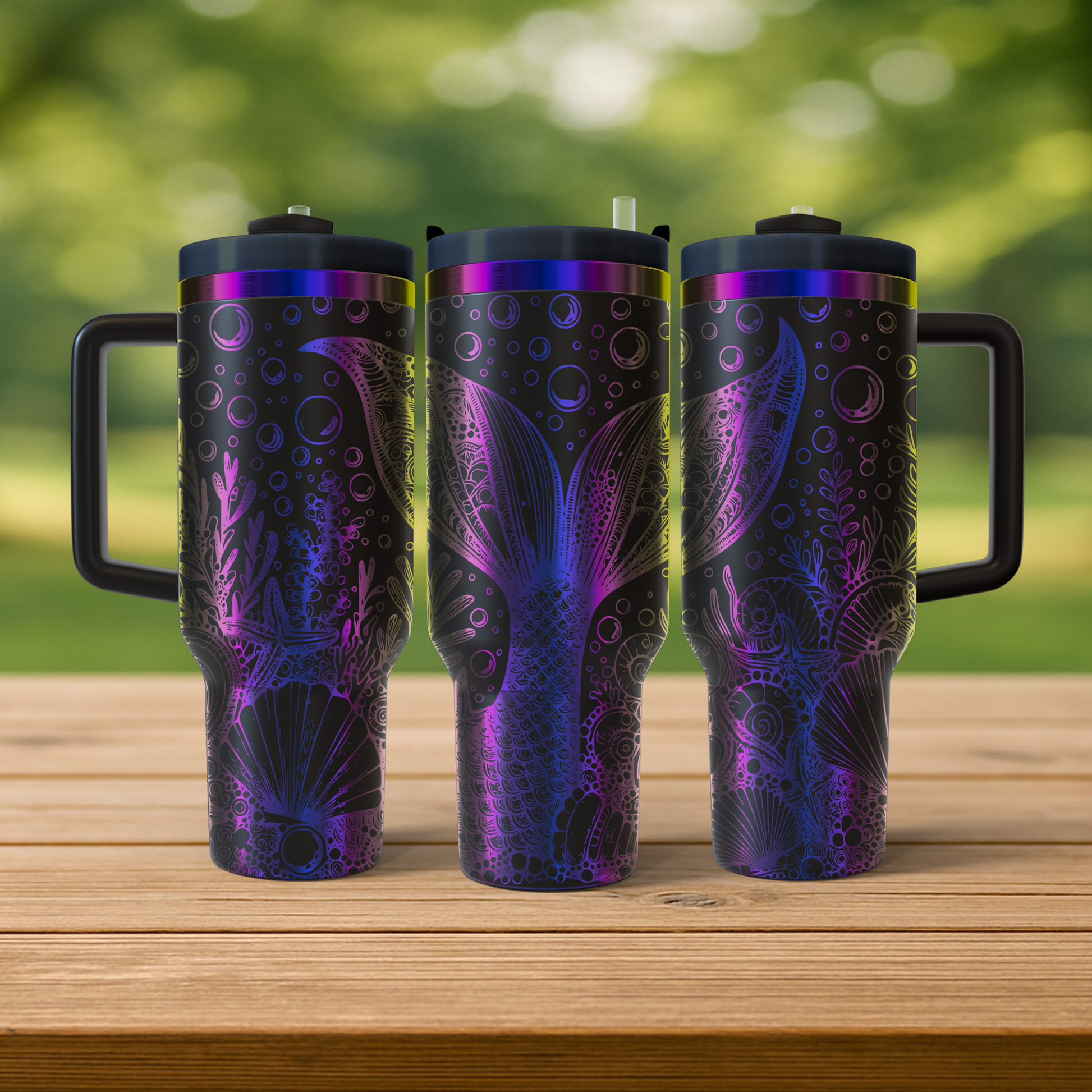 40 oz Black/Rainbow Tumbler