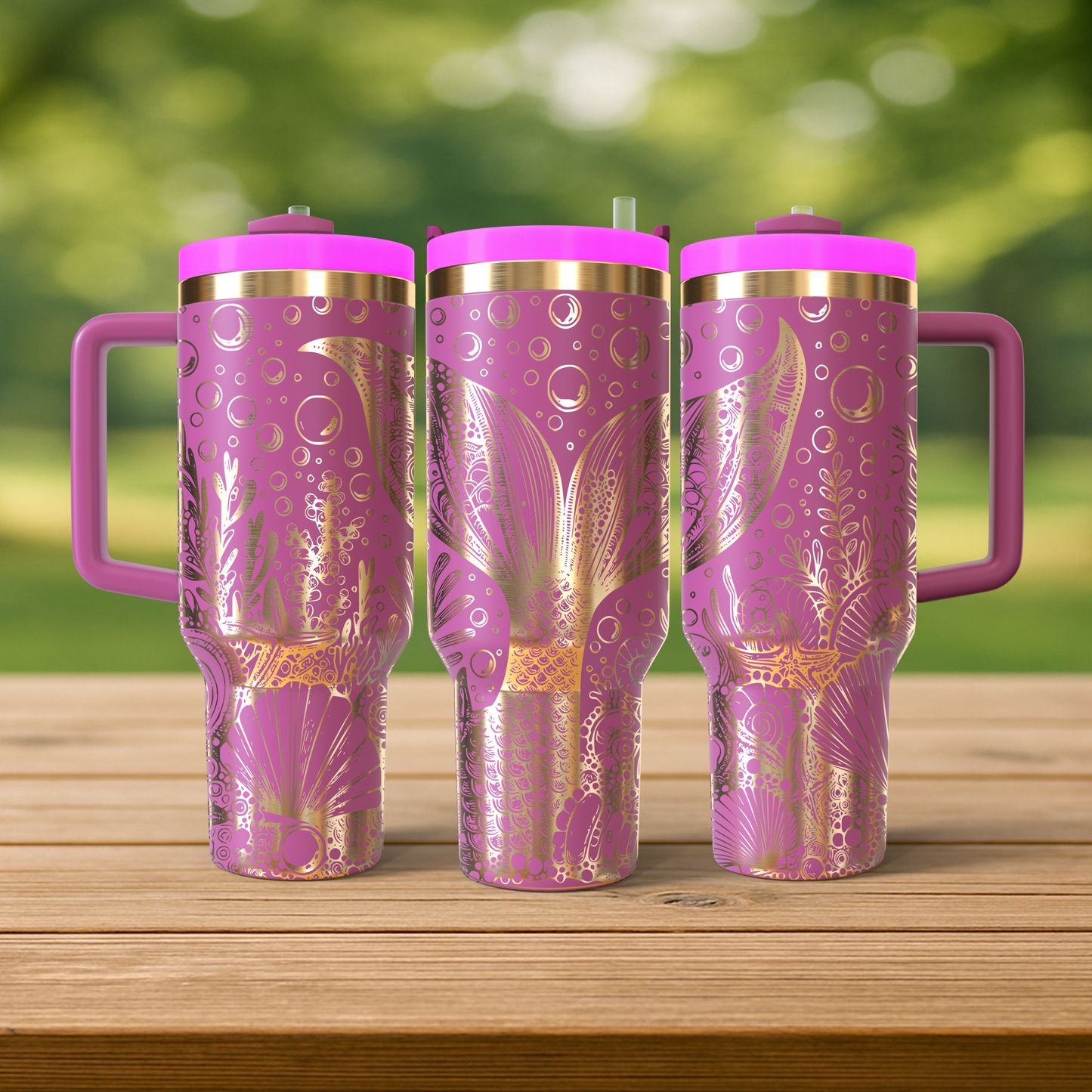 40 oz Hot Pink/Gold Tumbler