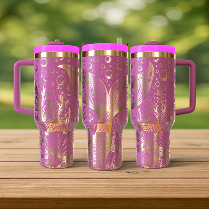 40 oz Hot Pink/Gold Tumbler
