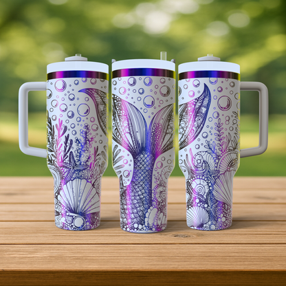 40 oz White/Rainbow Tumbler