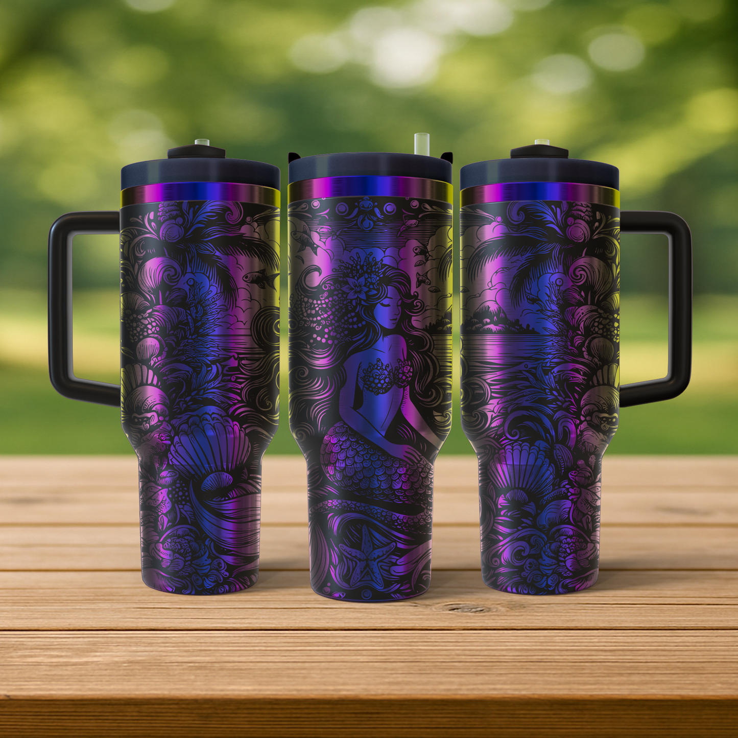 40 oz Black/Rainbow Tumbler