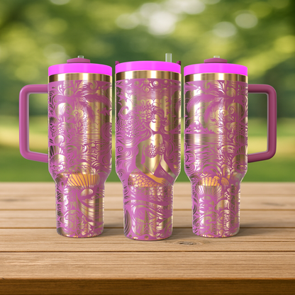 40 oz Hot Pink/Gold Tumbler
