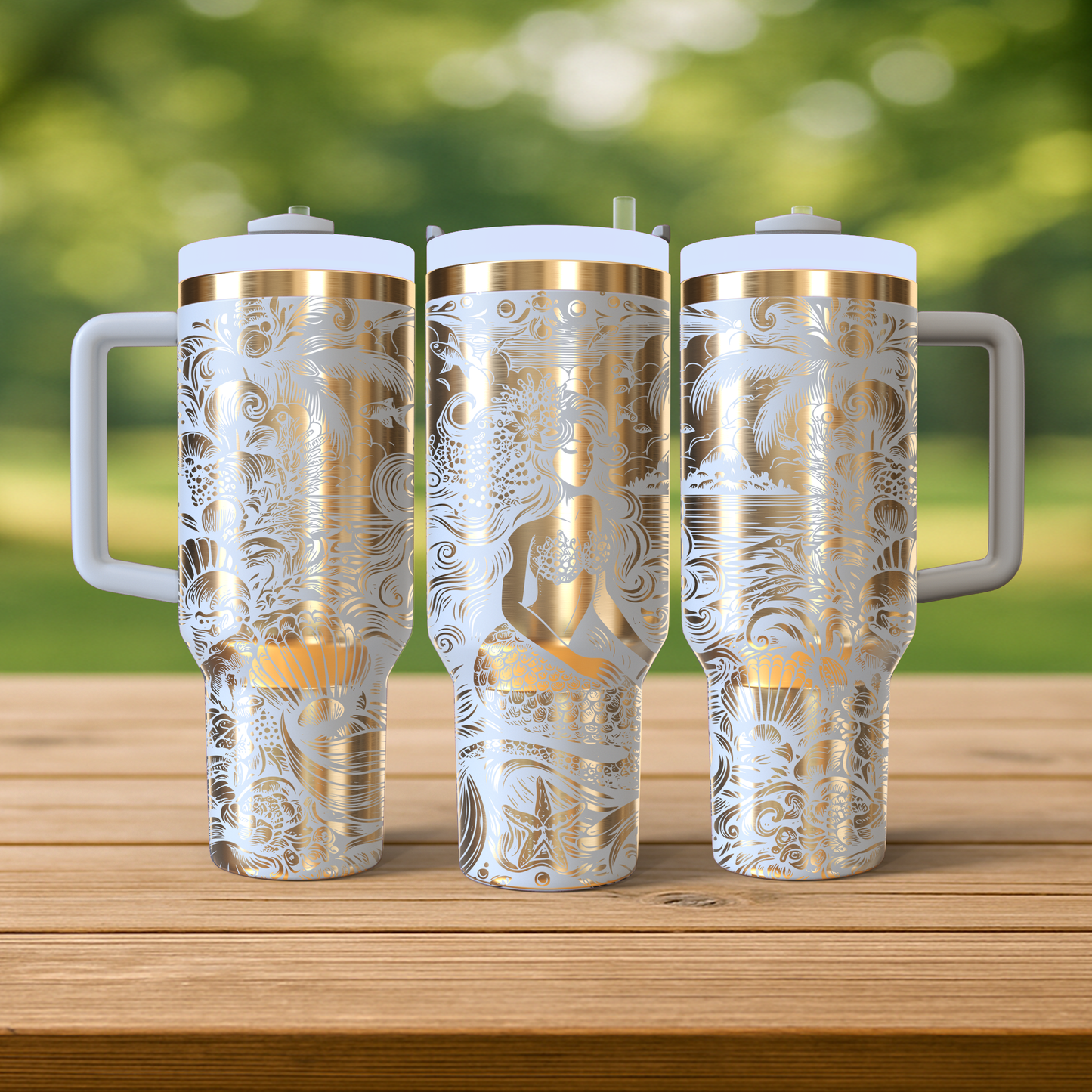 40 oz White/Gold Tumbler