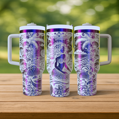 40 oz White/Rainbow Tumbler