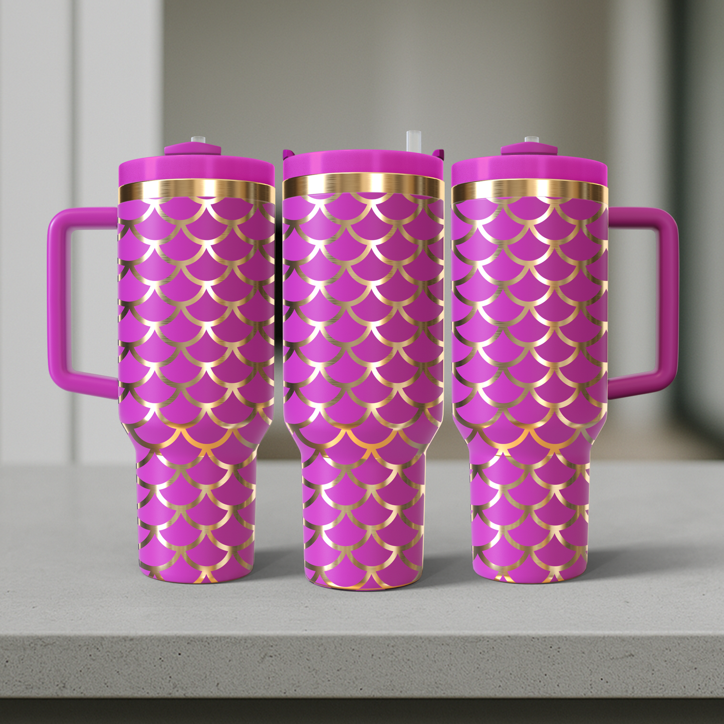 40 oz Hot Pink/Gold Tumbler