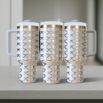 40 oz White/Gold Tumbler