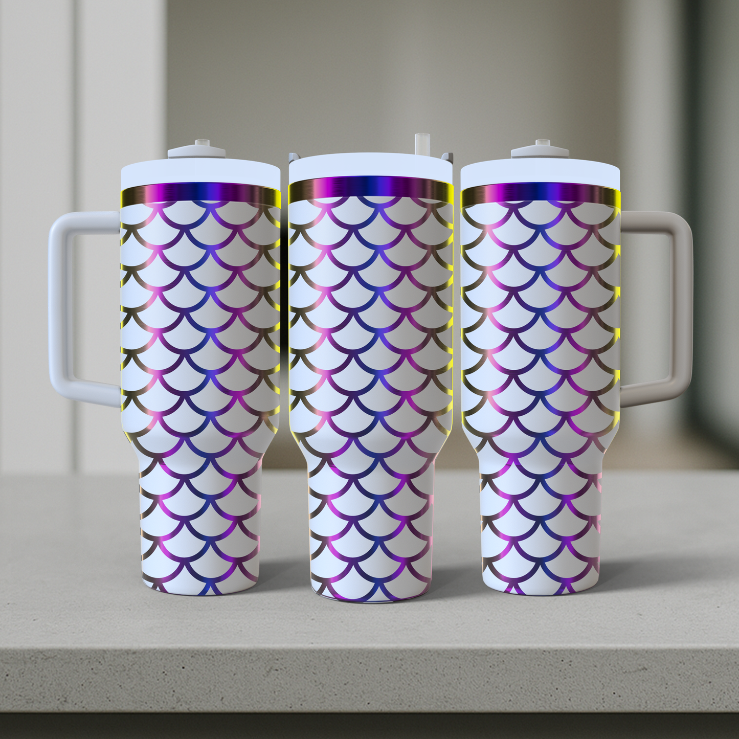 40 oz White/Rainbow Tumbler