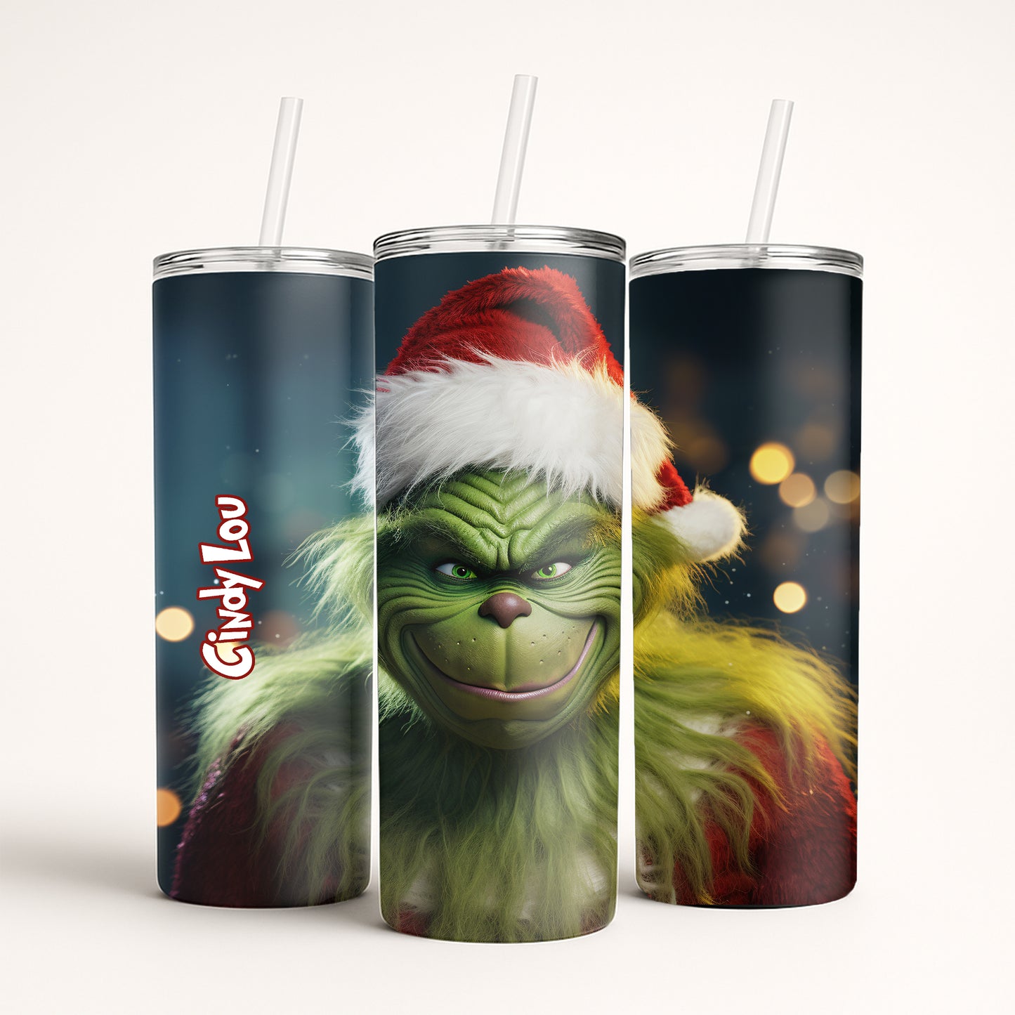 Grinch Christmas Personalized Skinny Tumbler