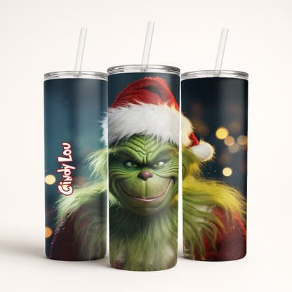 Grinch Christmas Personalized Skinny Tumbler