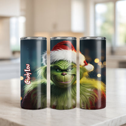 Grinch Christmas Personalized Skinny Tumbler