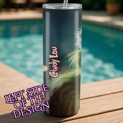 Grinch Christmas Personalized Skinny Tumbler