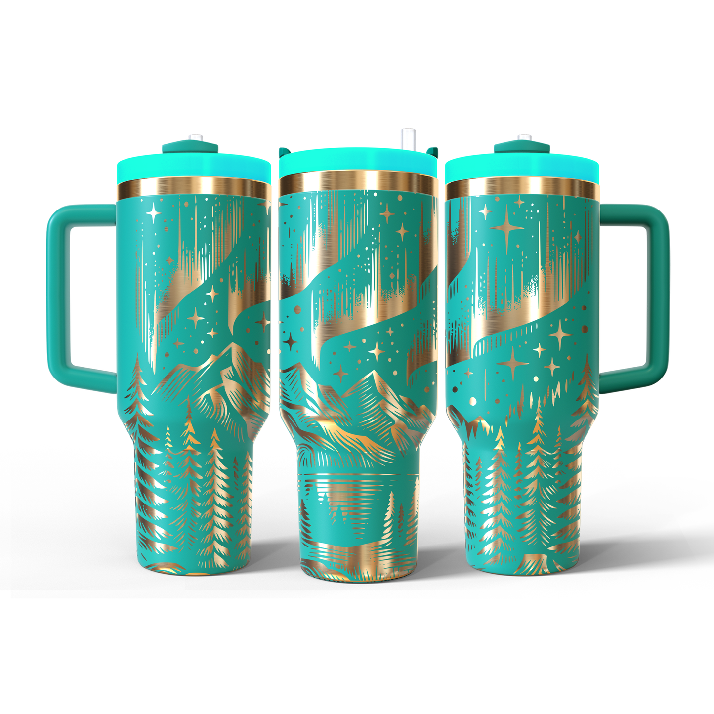 40 oz Aqua/Gold Tumbler
