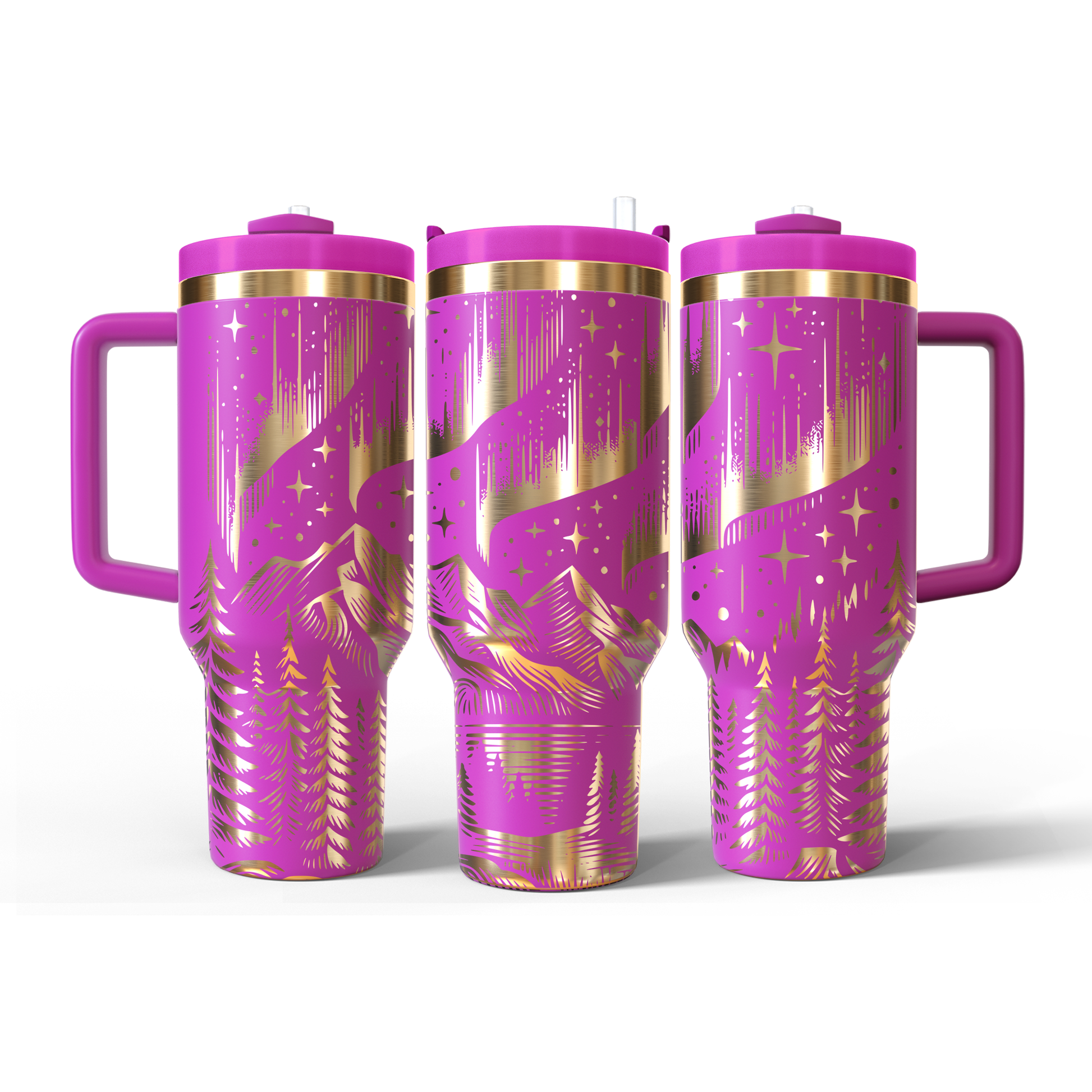 40 oz Hot Pink/Gold Tumbler
