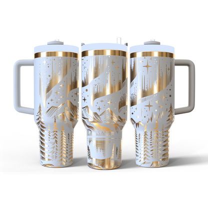40 oz White/Gold Tumbler