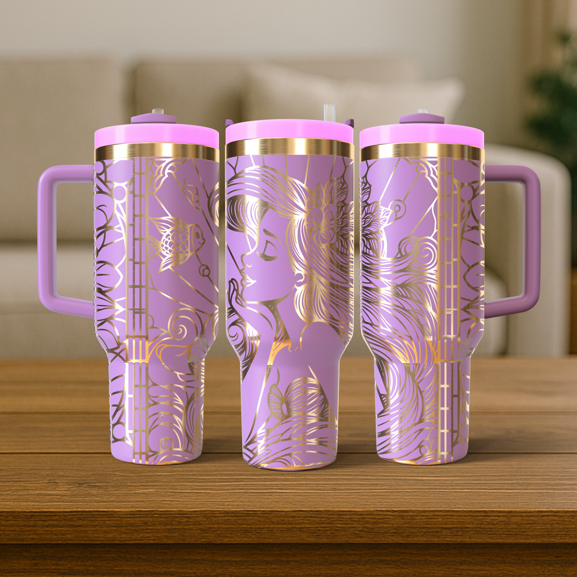 40 oz Soft Pink/Gold Tumbler