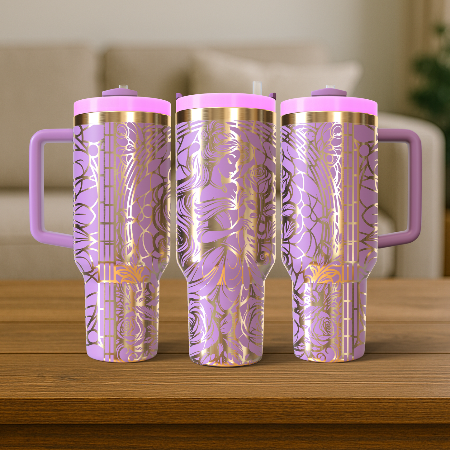 40 oz Soft Pink/Gold Tumbler