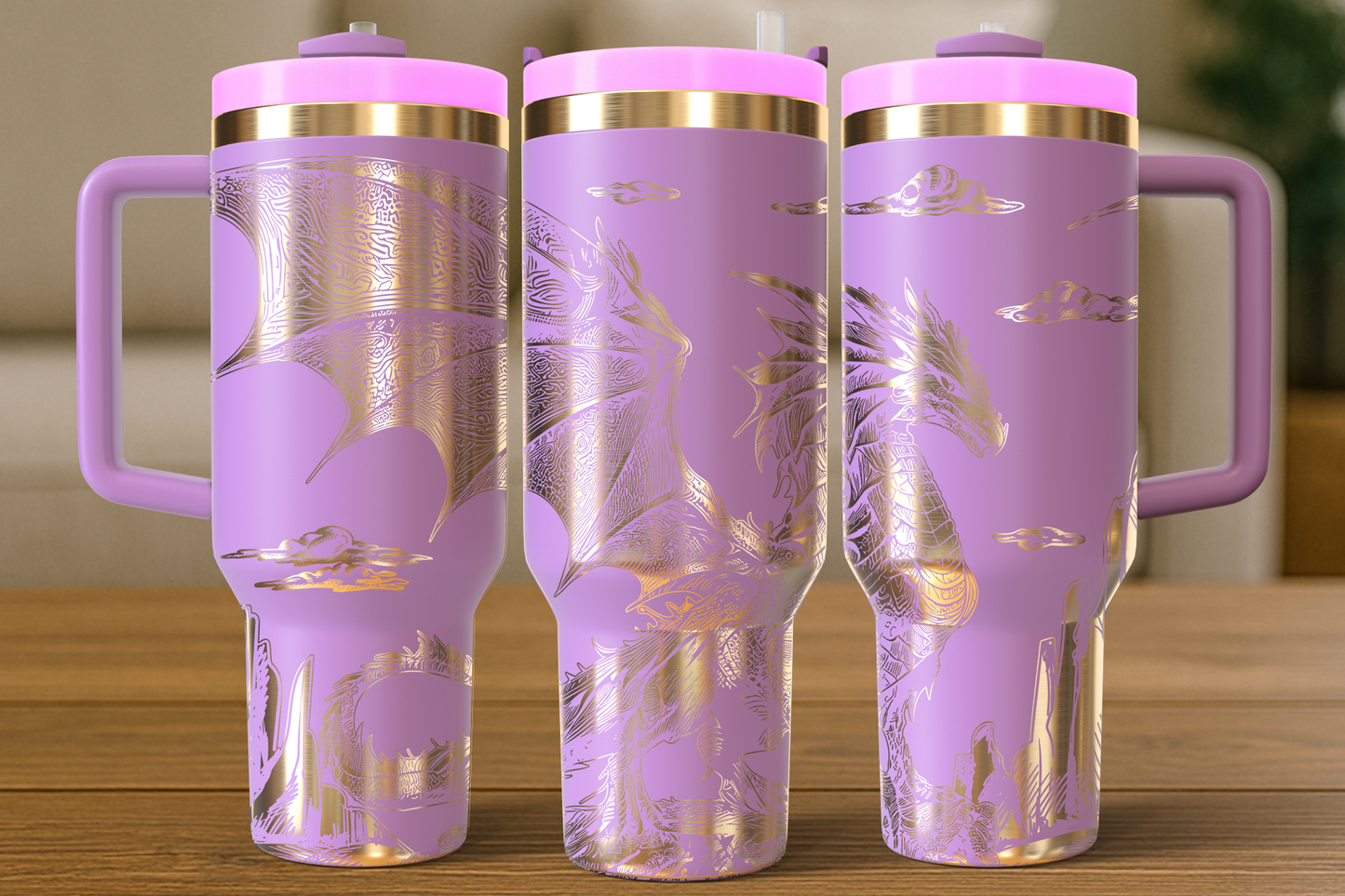 40 oz Soft Pink/Gold Tumbler