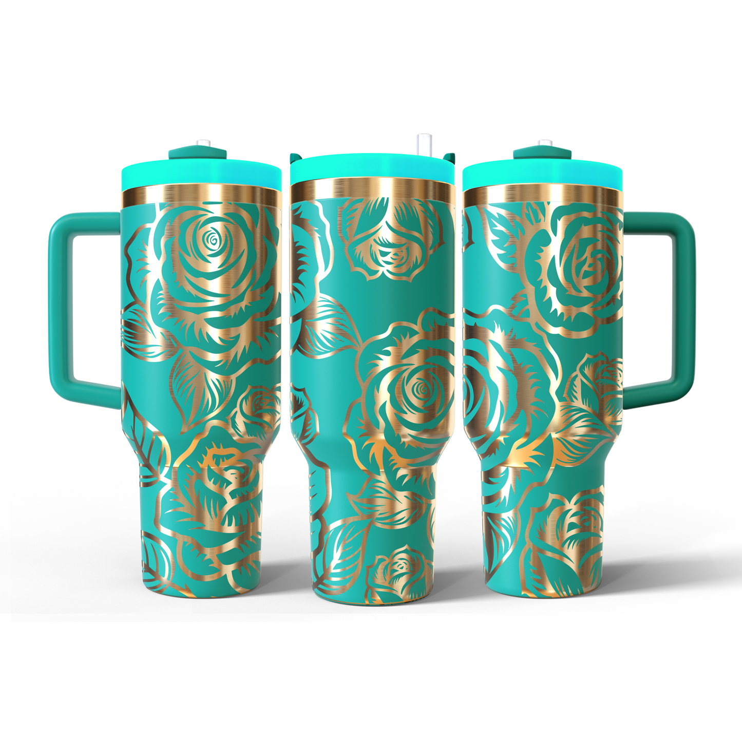 40 oz Aqua/Gold Tumbler