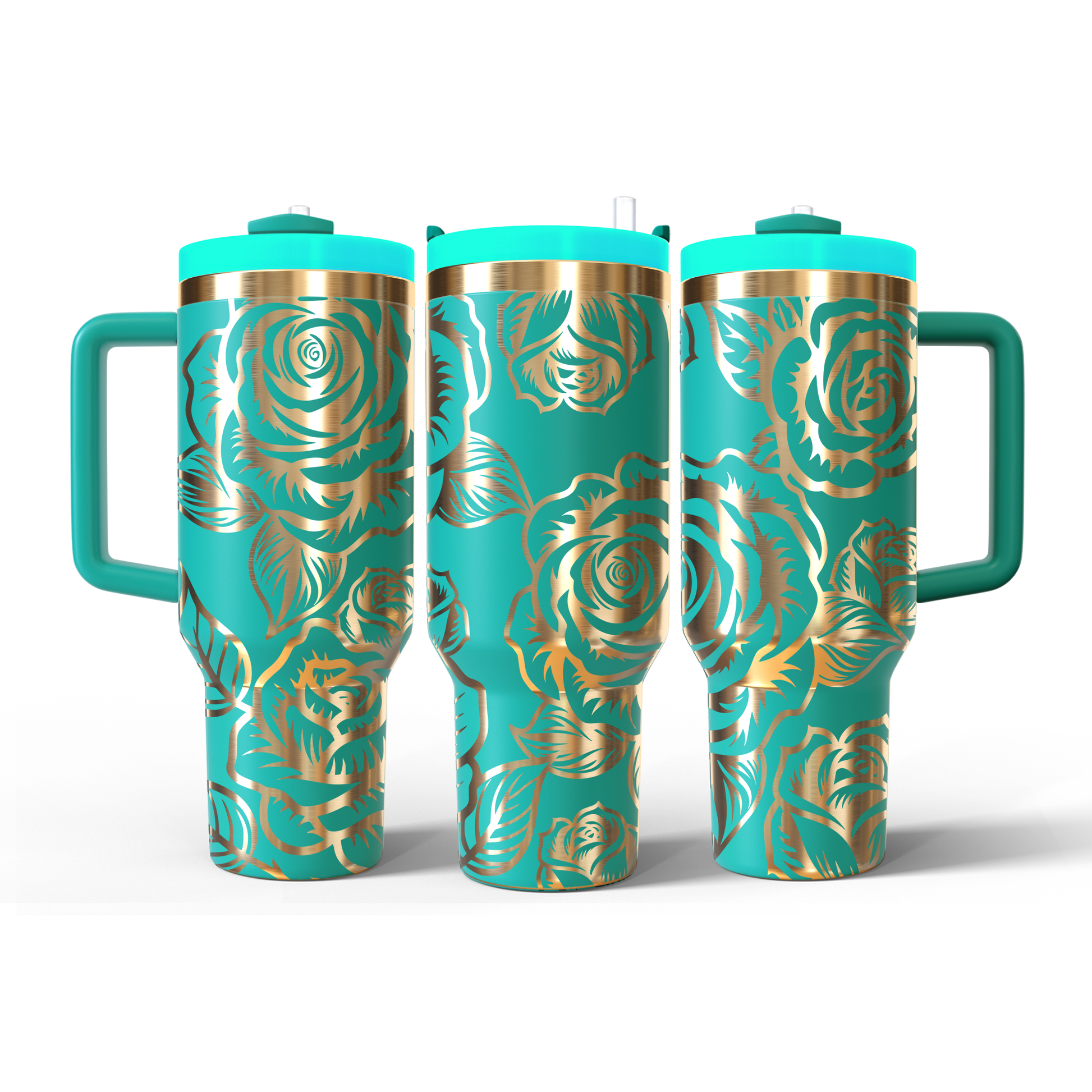 40 oz Aqua/Gold Tumbler