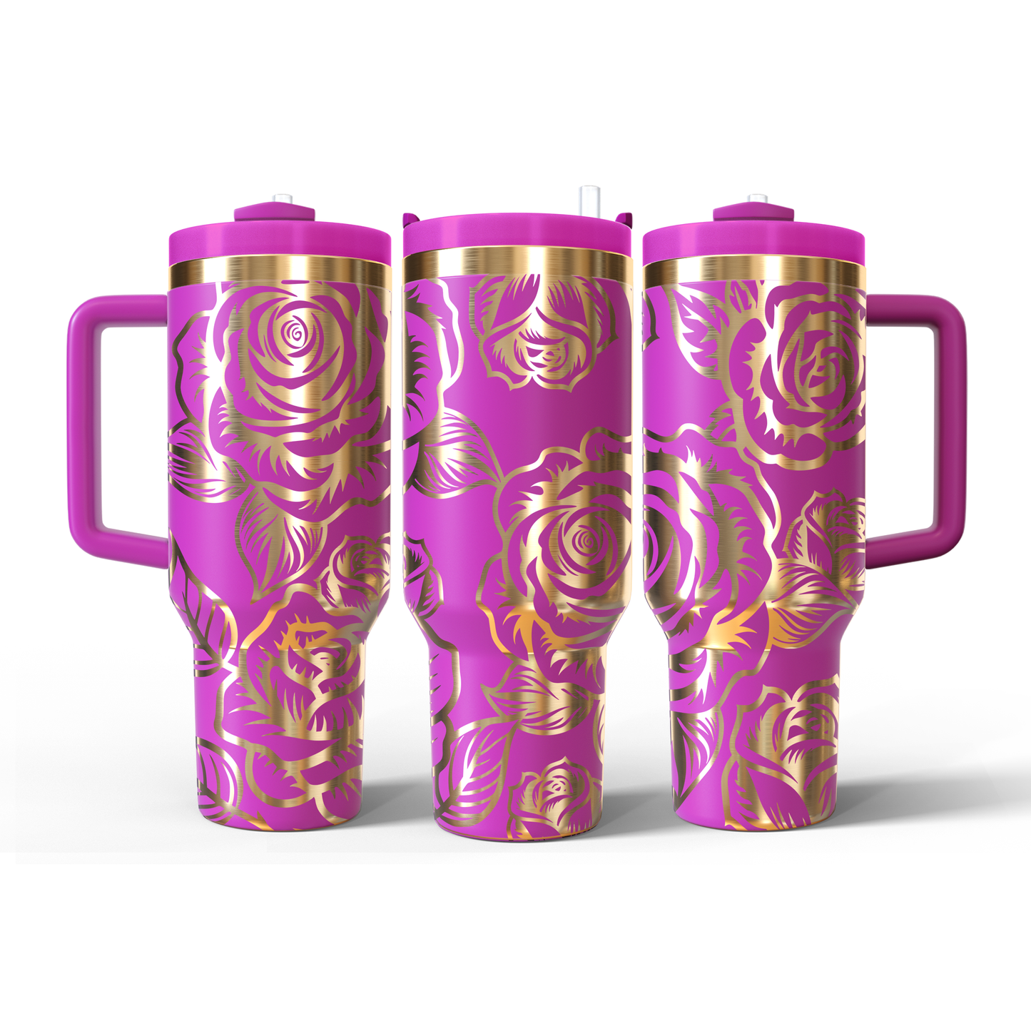 40 oz Hot Pink/Gold Tumbler