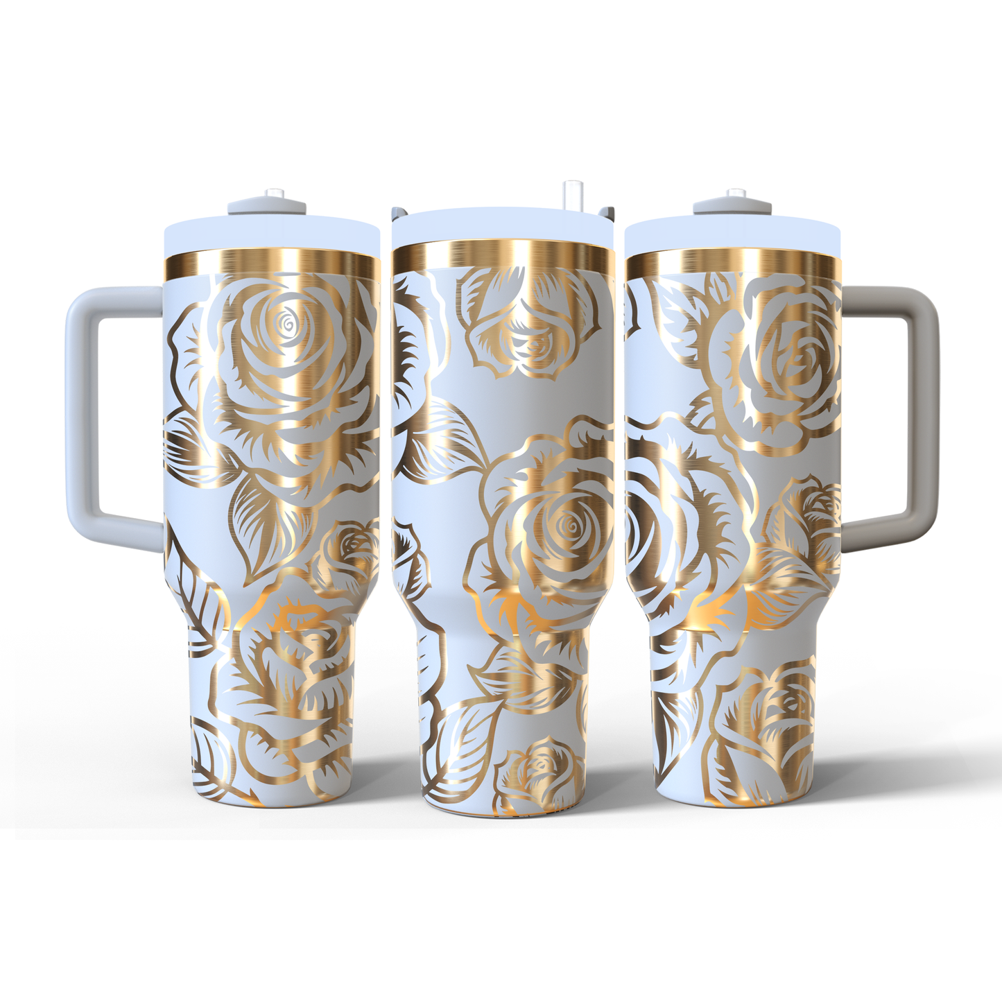 40 oz White/Gold Tumbler
