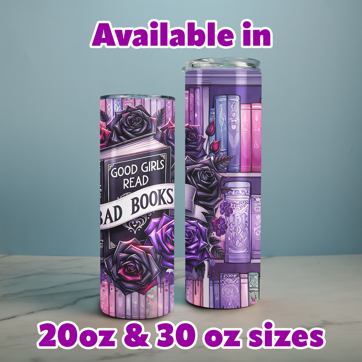 Personalized Good Girls Read Bad Books Tumbler – 20 oz Skinny Insulated Stainless Steel | Book Lover Gift | Bookish Merch | Dark Romance Cup