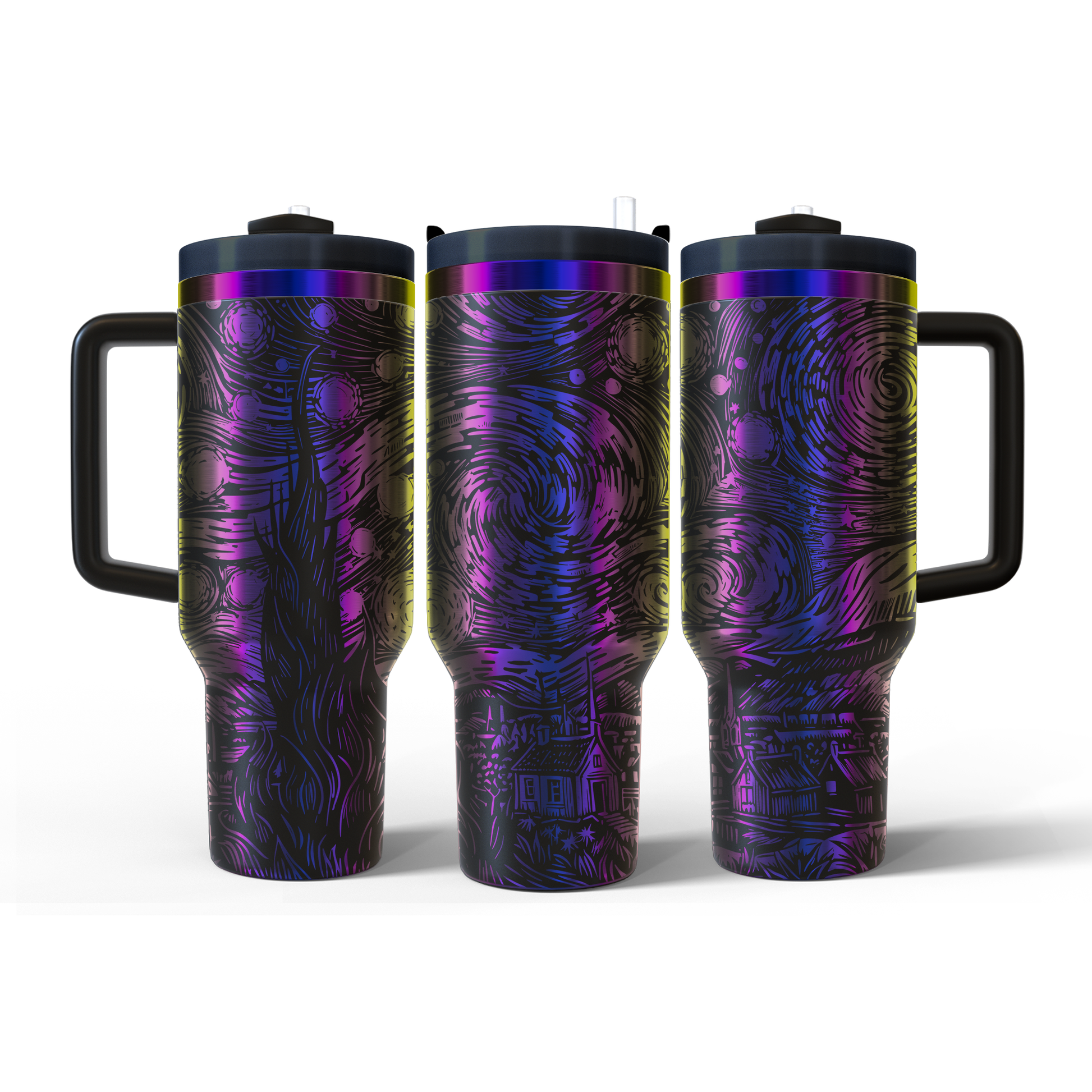 40 oz Black/Rainbow Tumbler