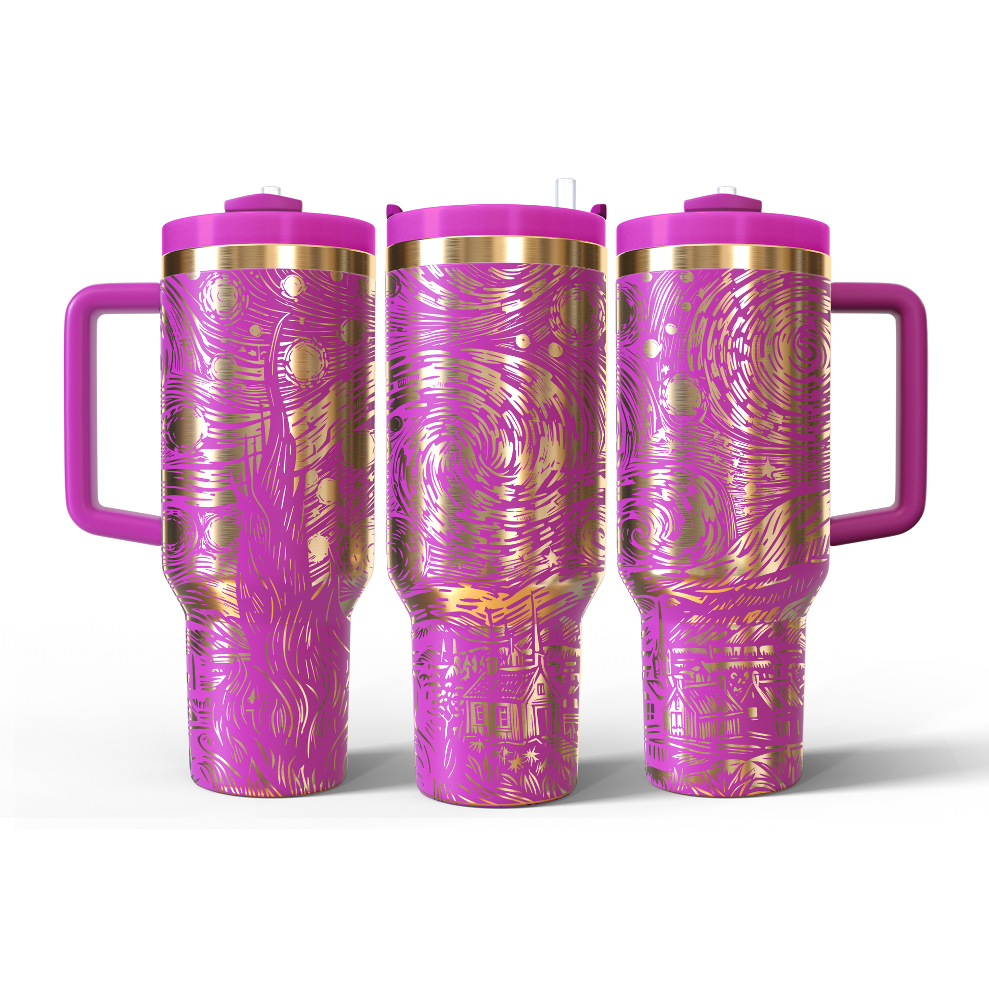 40 oz Hot Pink/Gold Tumbler