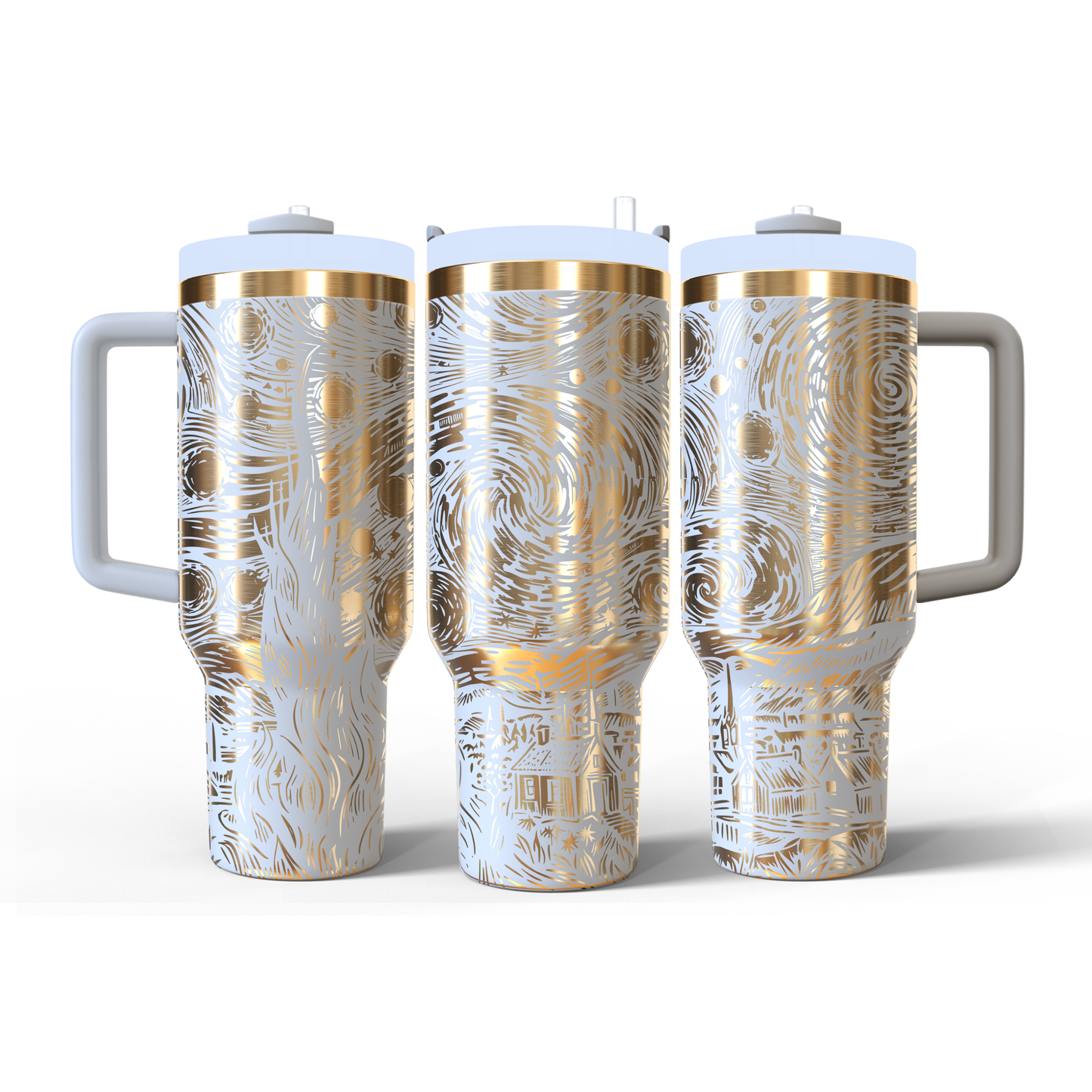40 oz White/Gold Tumbler