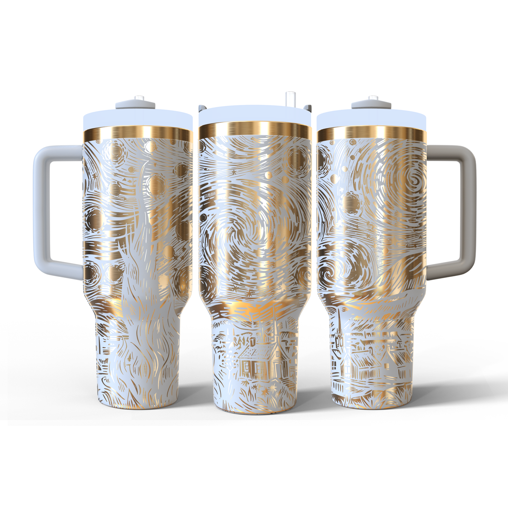 40 oz White/Gold Tumbler
