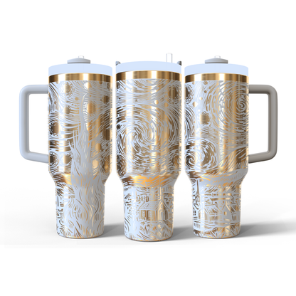 40 oz White/Gold Tumbler