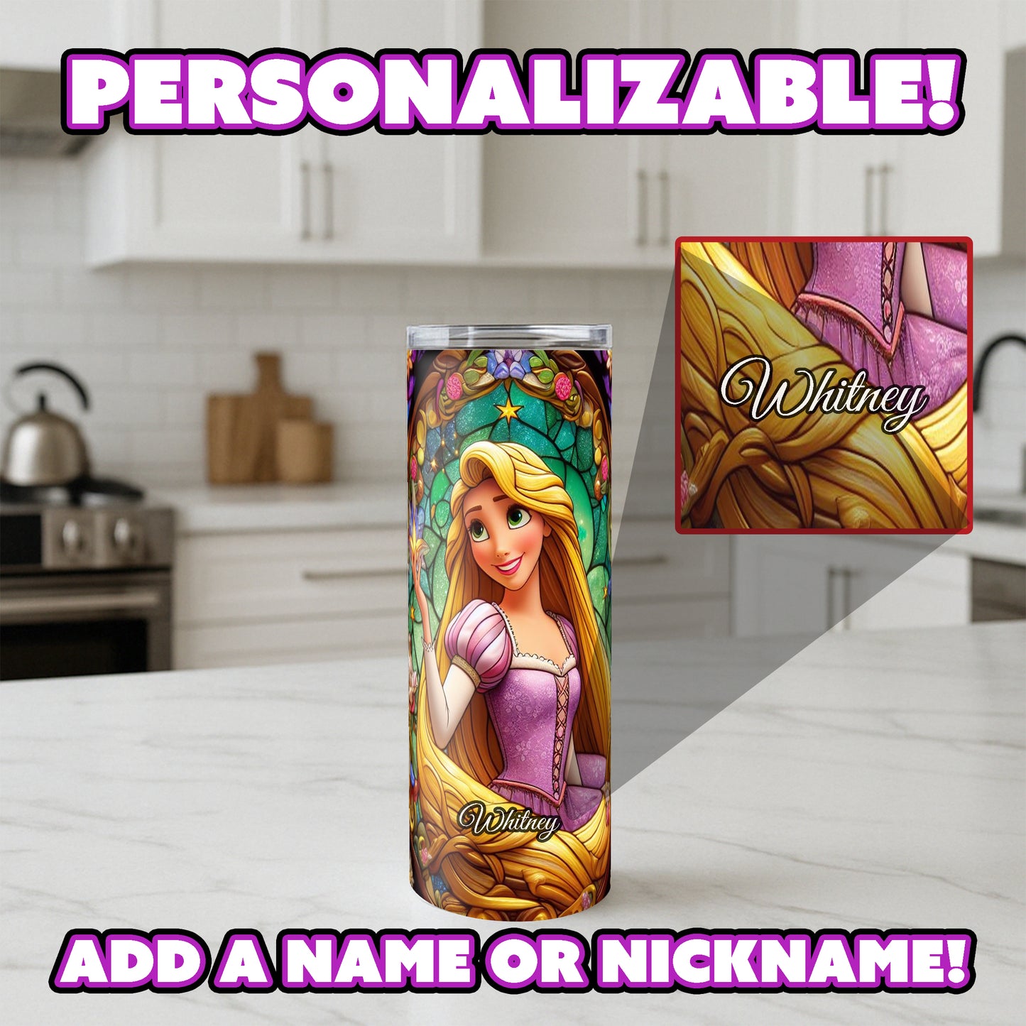 Rapunzel Tumbler - Stained Glass Portrait Edition