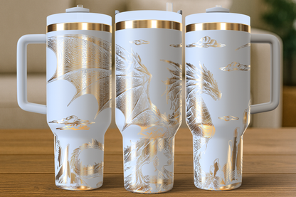 40 oz White/Gold Tumbler