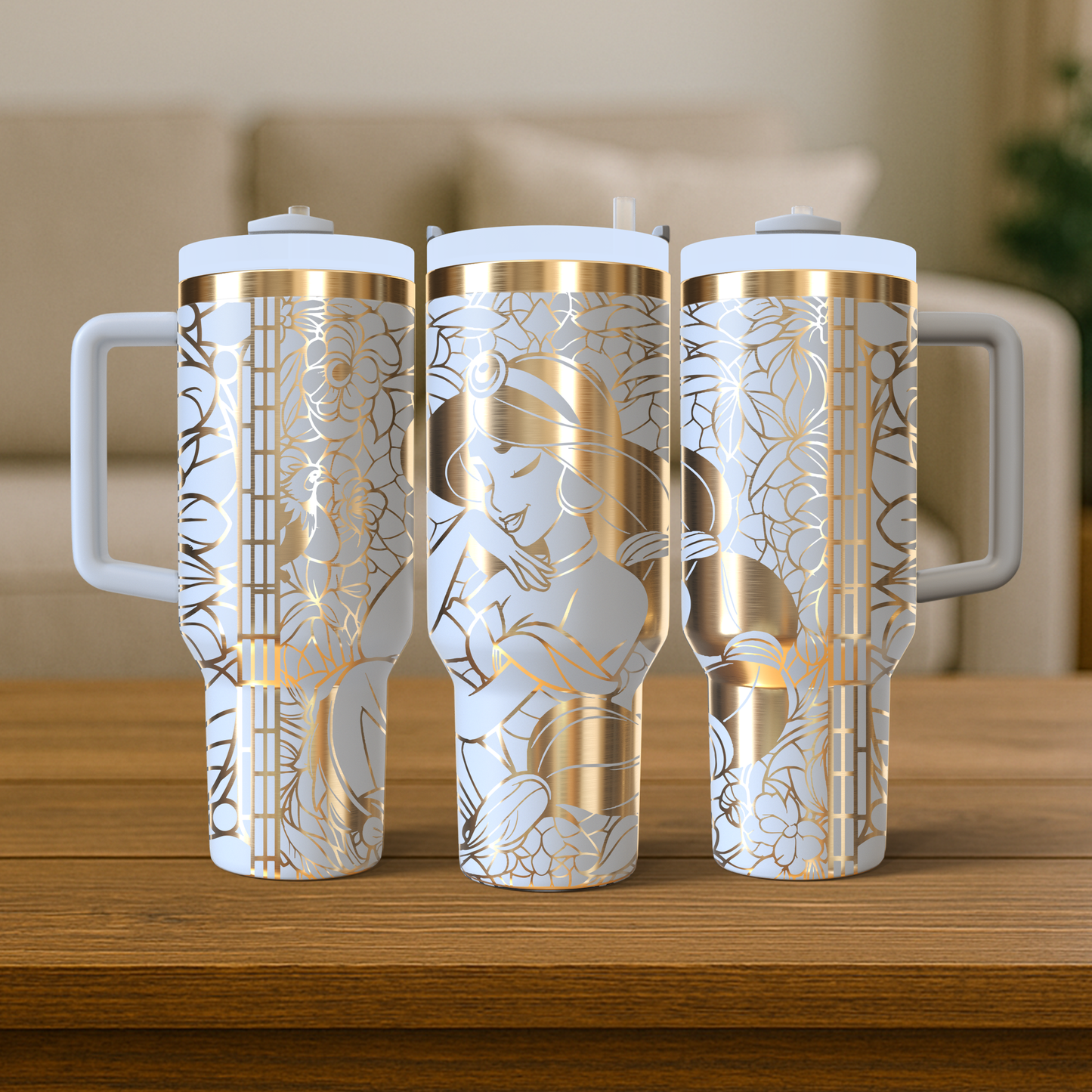 40 oz White/Gold Tumbler