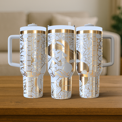 40 oz White/Gold Tumbler