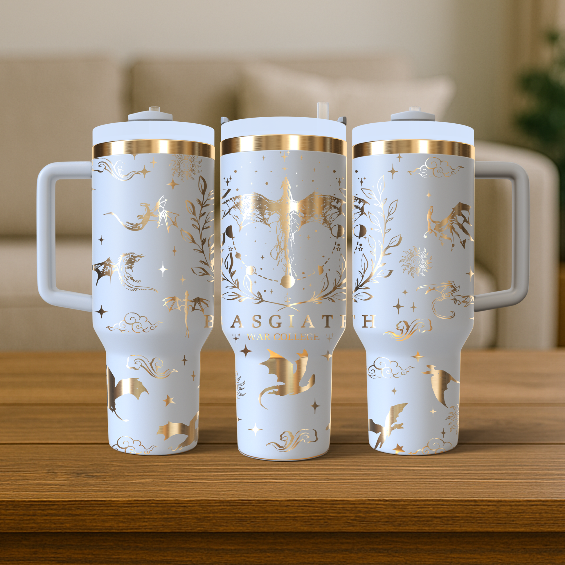40 oz White/Gold Tumbler