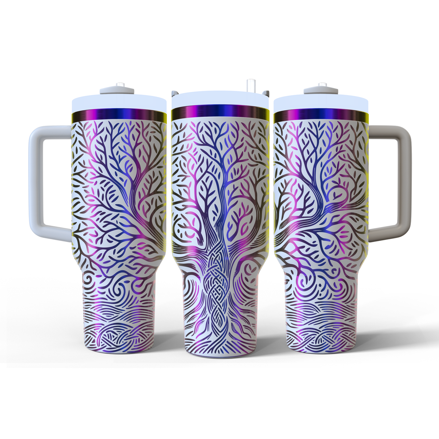 40 oz White/Rainbow Tumbler