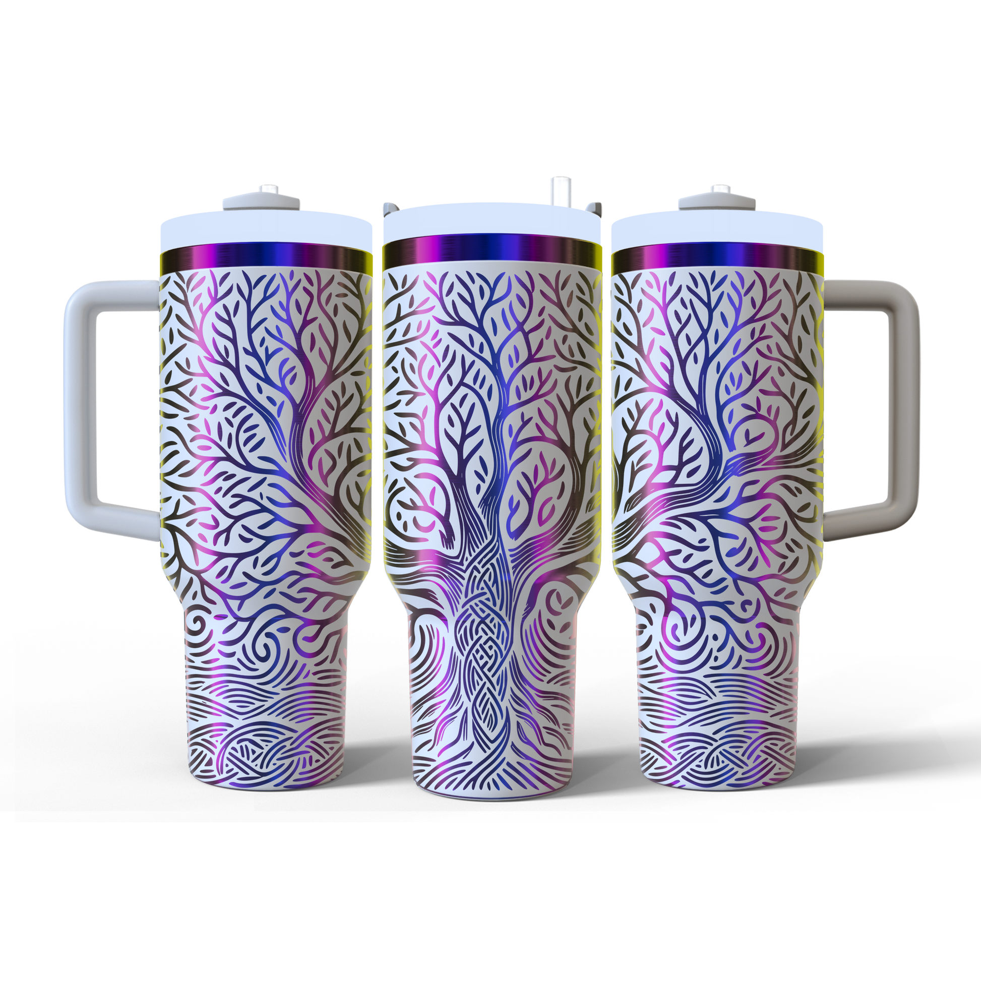 40 oz White/Rainbow Tumbler