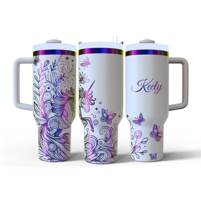 40 oz White/Rainbow Tumbler