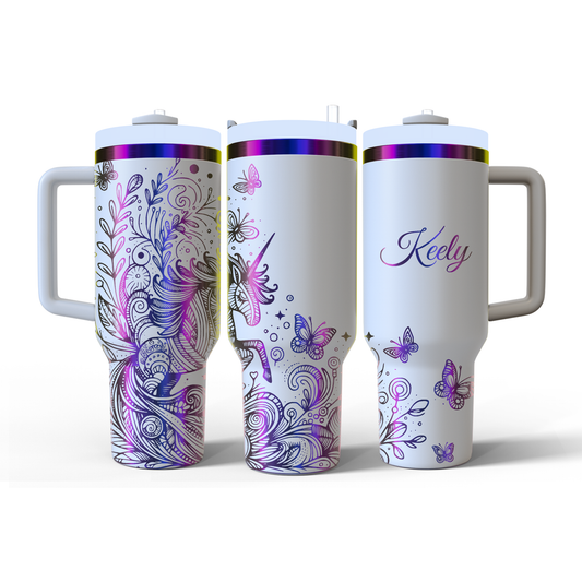 40 oz White/Rainbow Tumbler