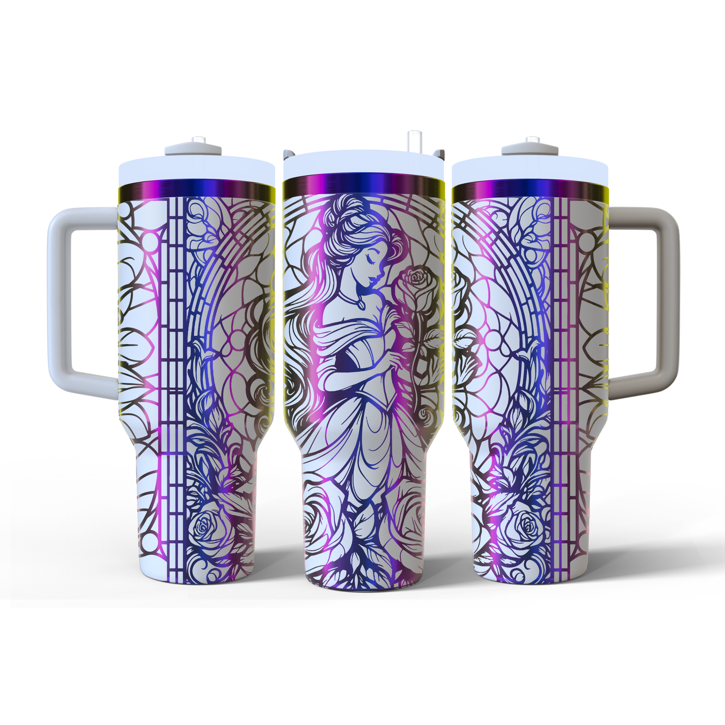 40 oz White/Rainbow Tumbler