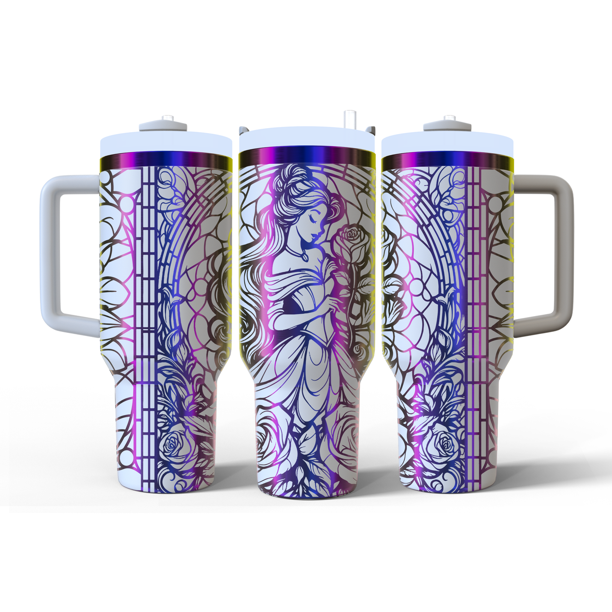 40 oz White/Rainbow Tumbler