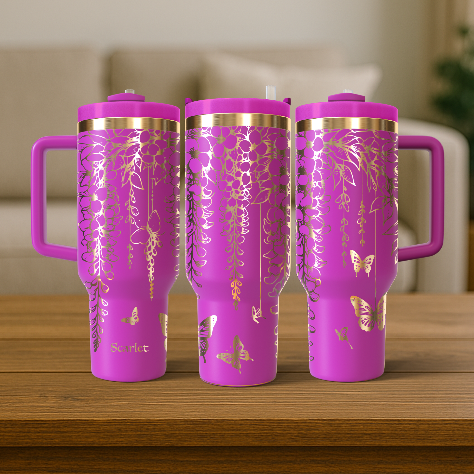 40 oz Hot Pink/Gold Tumbler