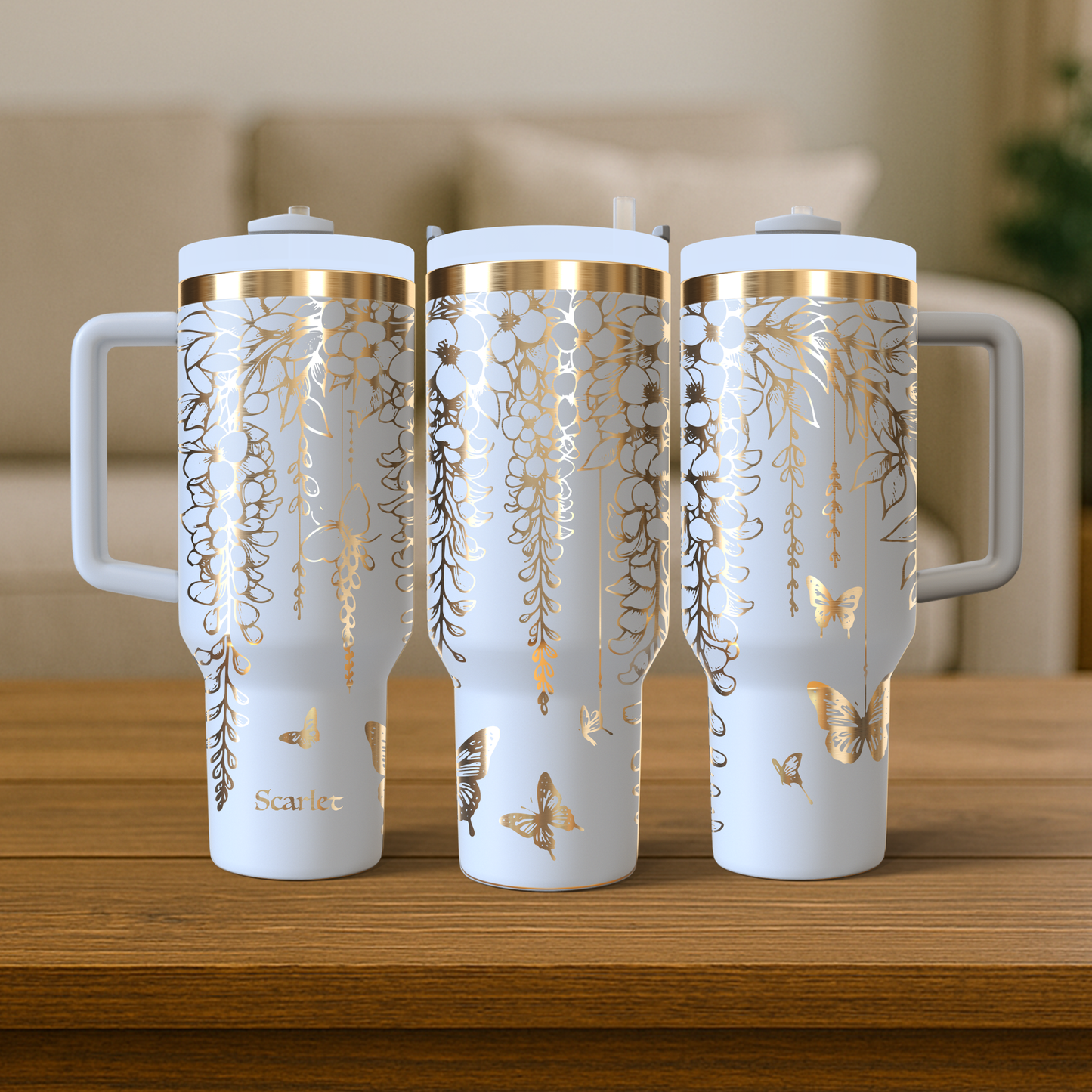40 oz White/Gold Tumbler