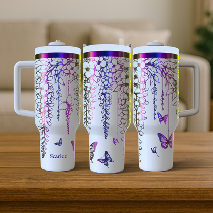 40 oz White/Rainbow Tumbler