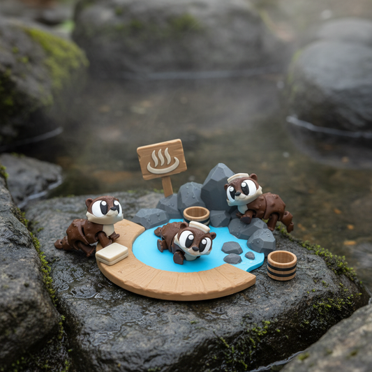 Otter Onsen Habitat in rocky onsen environment